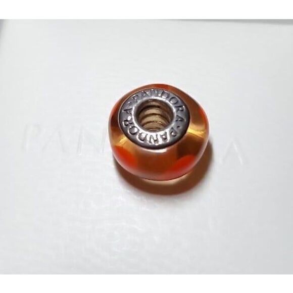 Pandora Bead Orange with Hearts - Picture 3 of 3